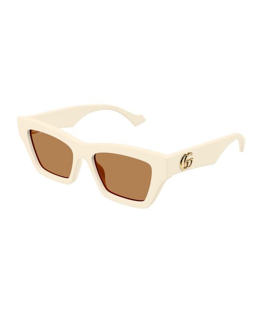 Gucci Natural Gg1753S Linea Emblem 003 Ivory Recycled Acetate Occhiali Da Sole
