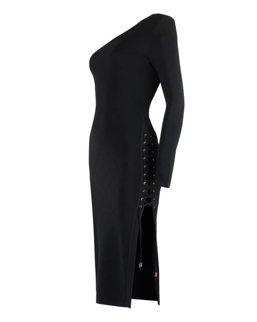 Elisabetta Franchi Black One Shoulder Dress