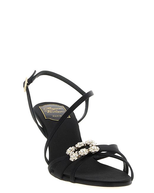Roger Vivier Black Flower Strass Heels