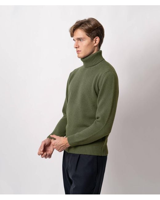 Larusmiani Green Turtleneck Sweater Diablerets Sweater for men
