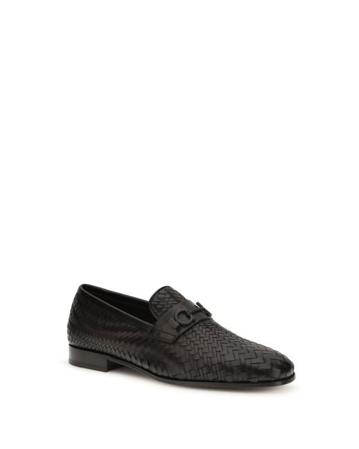 Ferragamo White Woven Gancini Loafers Calf Leather Bos Taurus for men