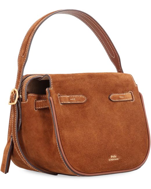 Polo Ralph Lauren Brown Handbag Suede Cinnamon Cowhide Handbags