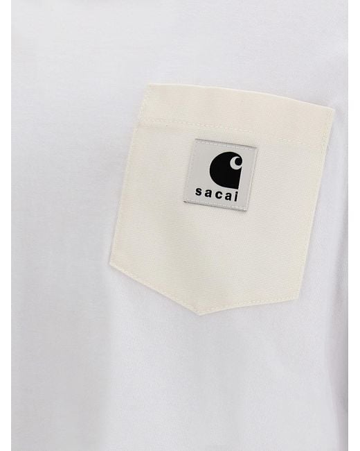 Sacai White X Carhartt Wip T-shirt for men