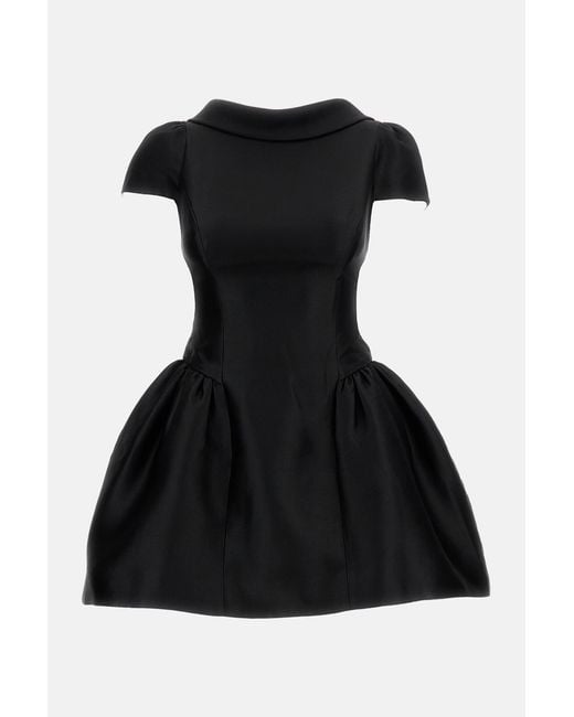 Self-Portrait Black Taffeta Collared Mini Dress