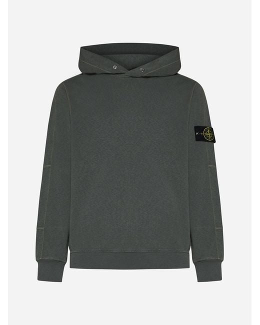 Stone Island Green Cotton Hoodie for men