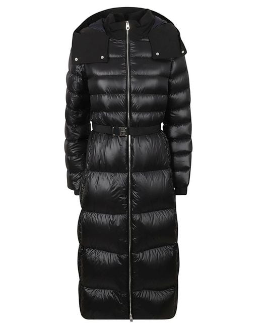 Burberry Burniston Long Down Jacket in Black | Lyst