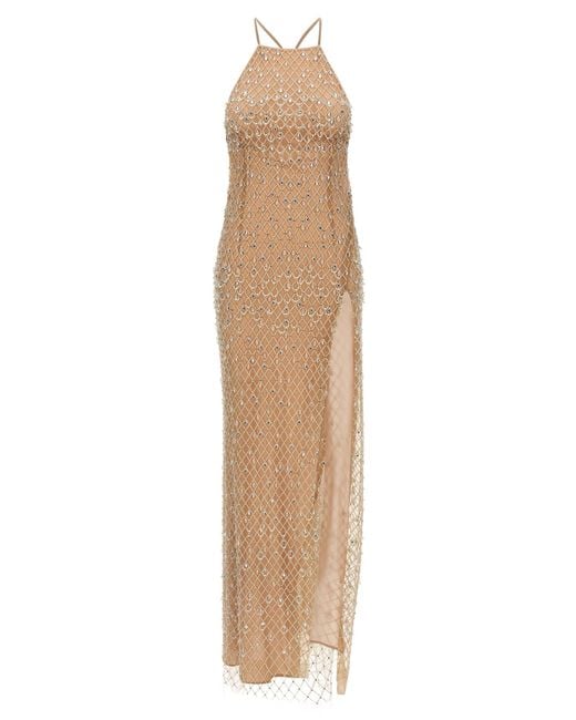 Elisabetta Franchi Natural Crystal Carpet Dress