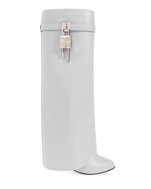 Givenchy White Shark Lock Wedge Boots