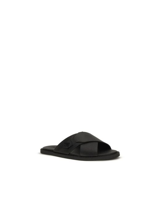 Fendi Black Calf Leather Bos Taurus Flat Sandals for men