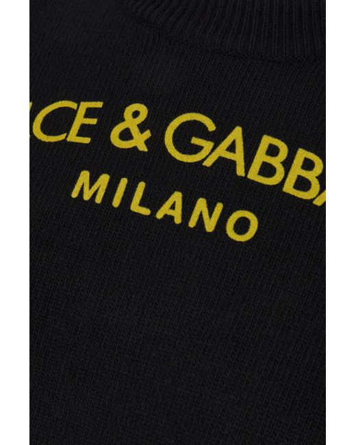 Dolce & Gabbana Black Logo Printed Knit Jumper
