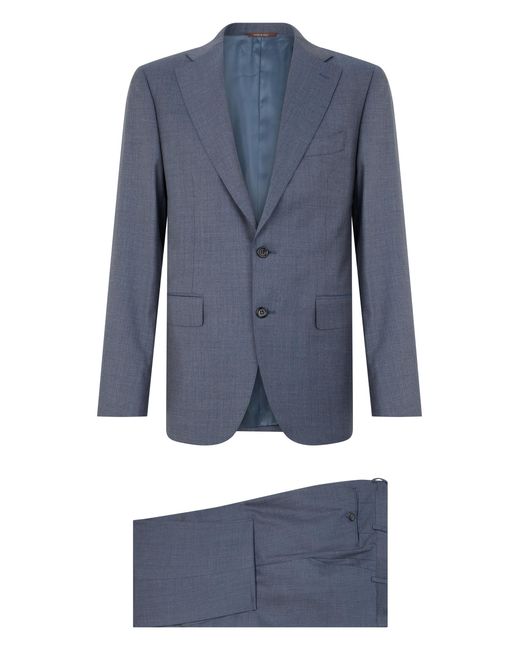Canali Blue Single-Breasted Jacket Wool Suit & Dinner for men