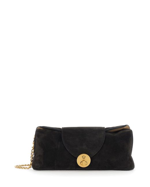 Versace White Shoulder Bag Medusa Suede Lamb