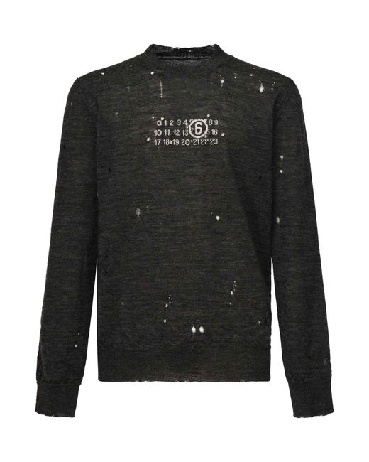MM6 by Maison Martin Margiela Black Numeric Wool Sweater for men