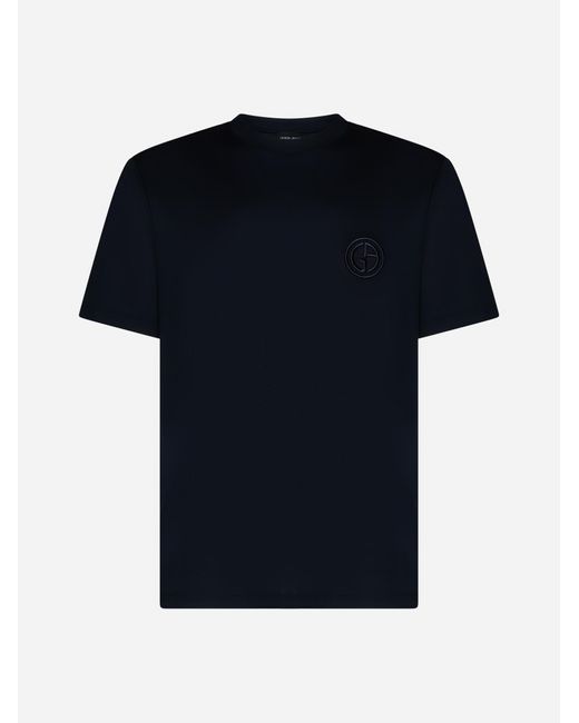 Giorgio Armani Black Logo Cotton T-Shirt for men