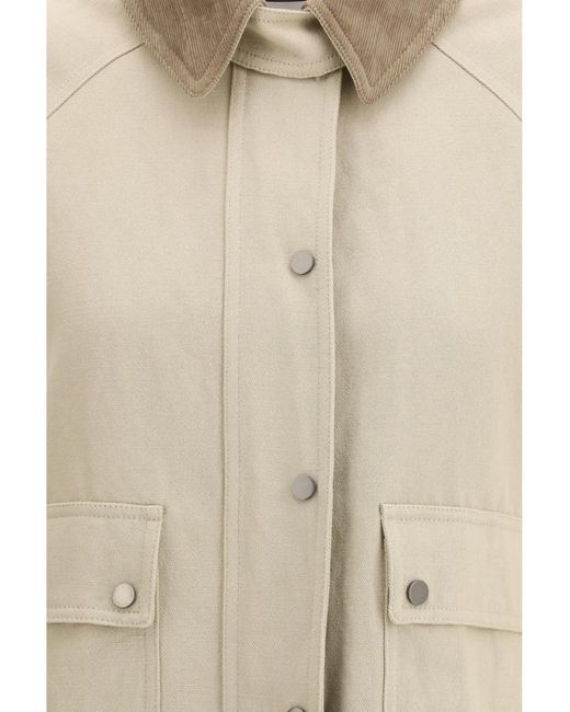 Brunello Cucinelli White Jacket Cotton-Linen Canvas