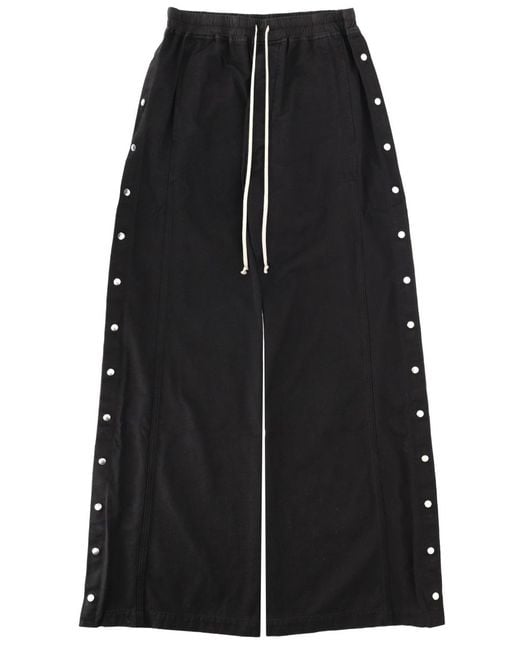 Rick Owens Black Trousers Wide Pusher Cotton for men
