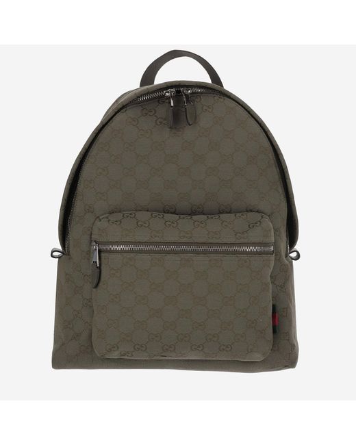 Gucci Black Gg Fabric Backpack Cotton Backpacks for men