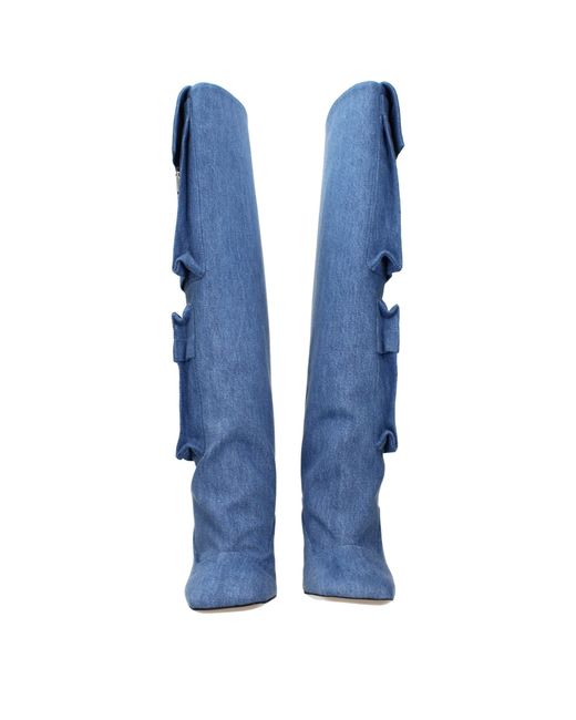 The Attico Blue Denim High Heel Boots