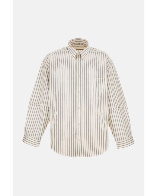 Acne White Double-Sleeve Stripe Shirt for men