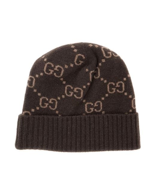 Gucci Brown Hat Gg Jacquard Cashmere for men