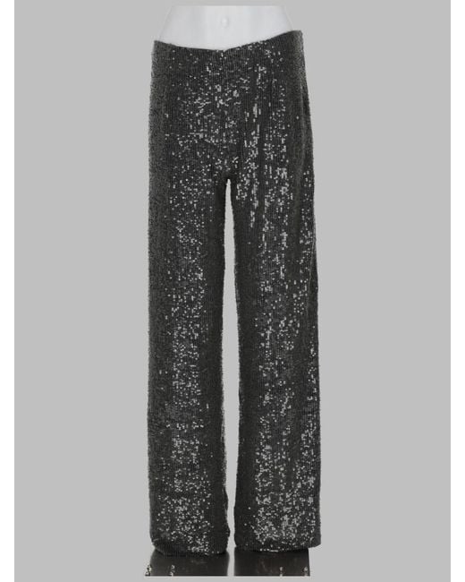 P.A.R.O.S.H. Gray Straight Sequin Trousers Polyamide