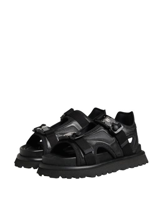 Dolce & Gabbana Black Logo Detailed Chunky Sandals Shoes Leather for men