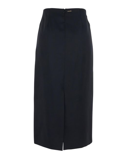 Twinset Blue Skirt With Zip Closure On The Back And Logo Plate