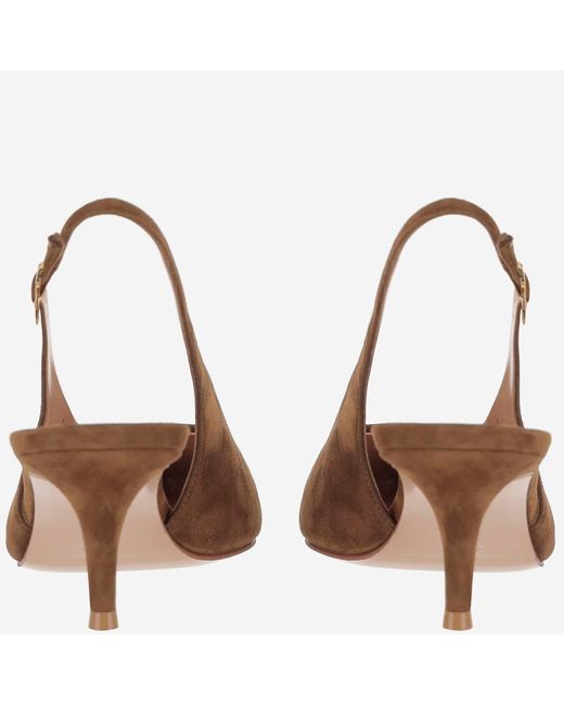 Gianvito Rossi Brown Robbie Suede Leather Slingback