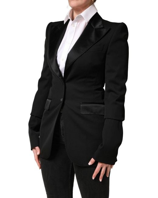 Dolce & Gabbana Black Wool Single Breasted Blazer Jacket Virgin Nylon Elastane Clothing
