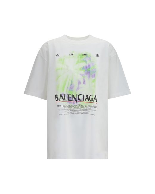 Balenciaga White Printed Cotton T-Shirt Cotton; Elastane T-Shirts