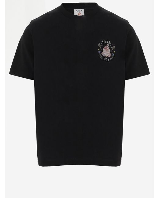 Casablanca Black Cotton T-Shirt Organic T-Shirts for men