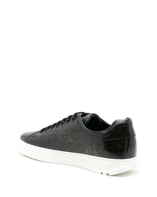 Ferragamo Black Ferragamo Cube Gancini-Print Sneakers for men