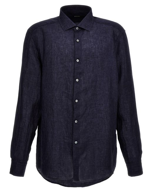 Zegna Blue Linen Shirt Shirt for men