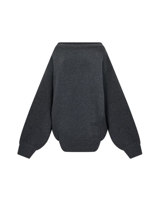 MM6 by Maison Margiela Blue Oversized Sweater Wool
