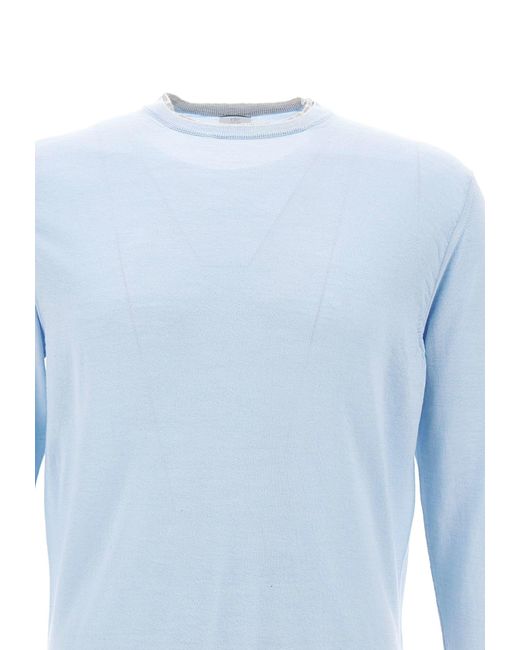 Eleventy Blue Wool And Silk Sweater for men