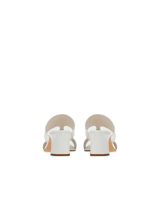 Ferragamo White Tot 55Mm Double-Strap Sandals