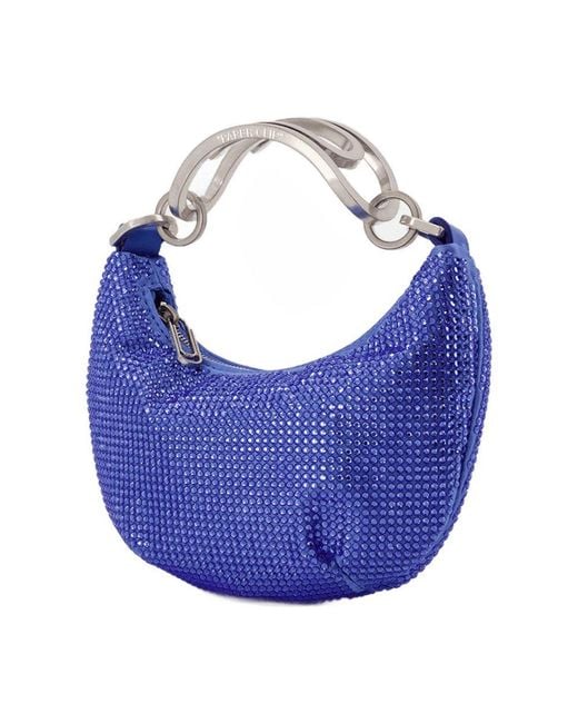 Off-White c/o Virgil Abloh Blue Mini Binder Clip Bag Strass