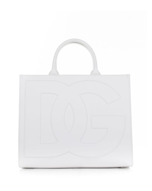 Dolce & Gabbana Daily Medium White Leather Shopping Bag