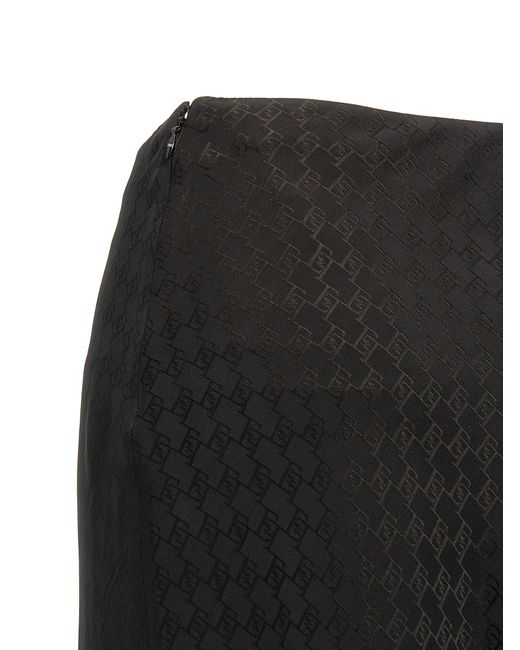 Elisabetta Franchi Black All Over Logo Skirt