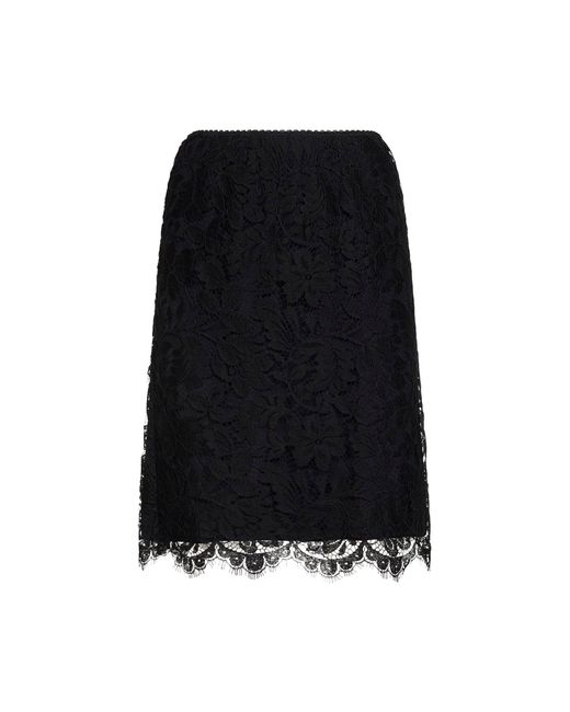 Chloé Black Floral Lace Straight Skirt