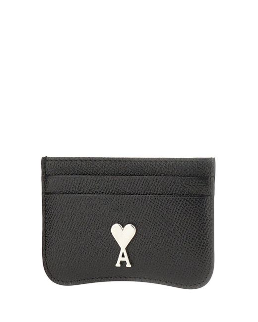 AMI Black Paris De Coeur Logo Plaque Cardholder