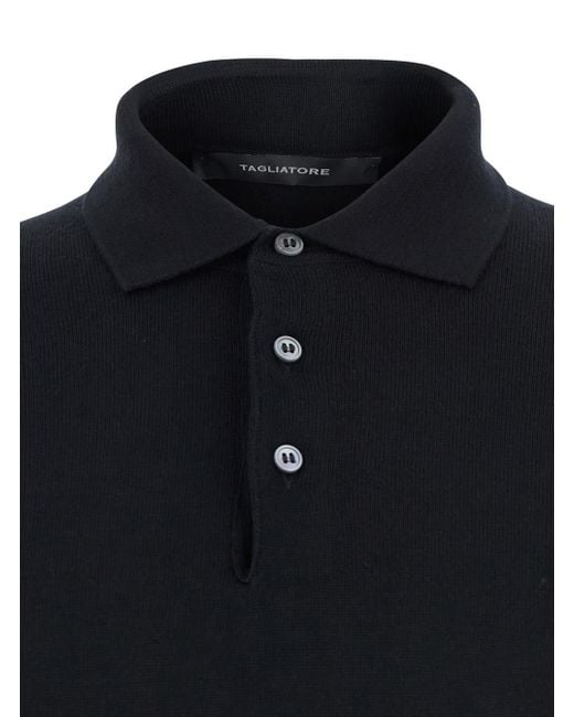 Tagliatore Blue Polo Shirt With Classic Collar And Ribbed Trims for men