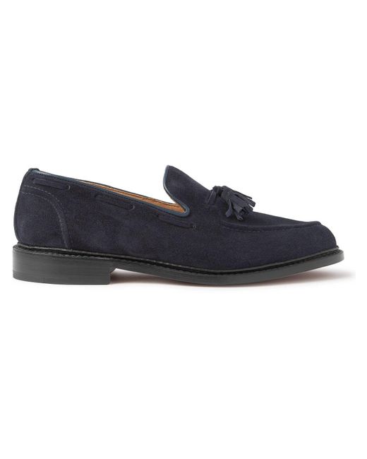 Tricker's Blue Elton Tassel Loafer Castorino Suede for men