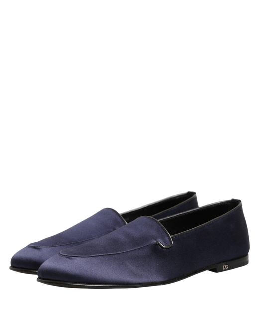 Dolce & Gabbana Black Satin Dg Logo Dress Loafers Shoes Leather for men
