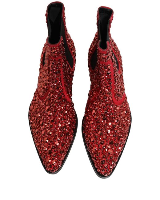Dolce & Gabbana Brown Embellished Chelsea Ankle Boots Shoes Leather for men