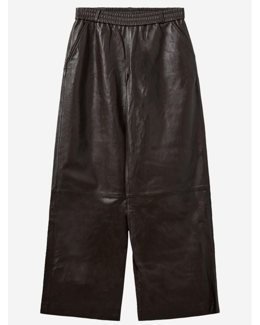 THE GARMENT Black Lambskin Trousers With Elasticated Waistband Leather