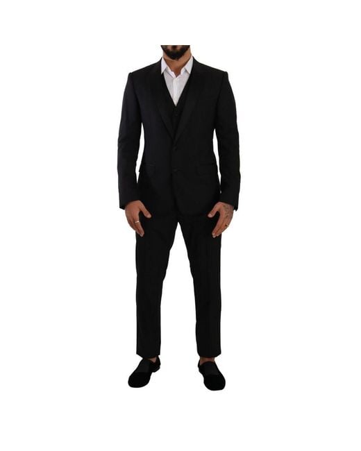 Dolce & Gabbana Black Wool Three for men