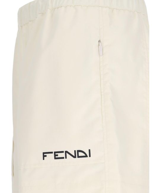 Fendi Natural Logo Jogger Shorts