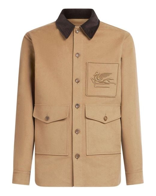 Etro White Corduroy-Collar Jacket Cotton for men