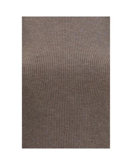Brunello Cucinelli Gray Brown Cashmere Sleeveles Sweater